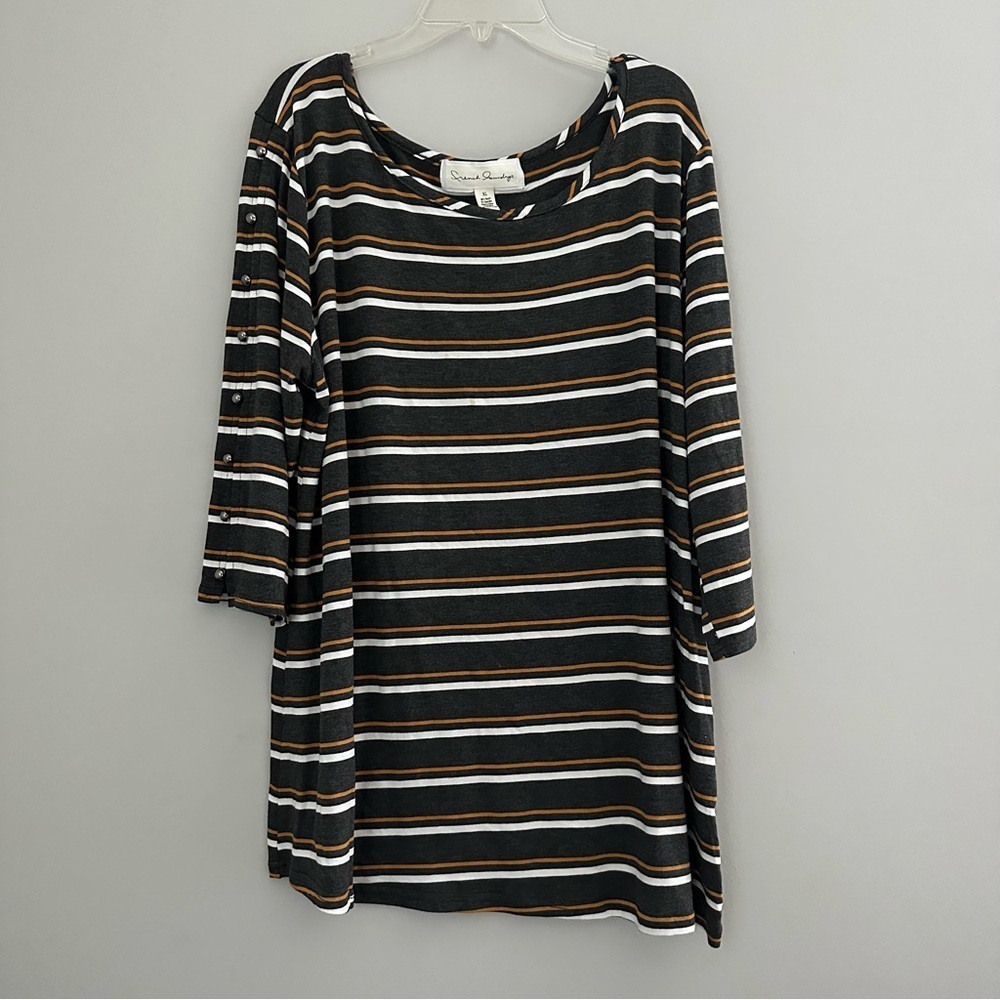 French Laundry Quarter Sleeve Stripe Blouse Like new